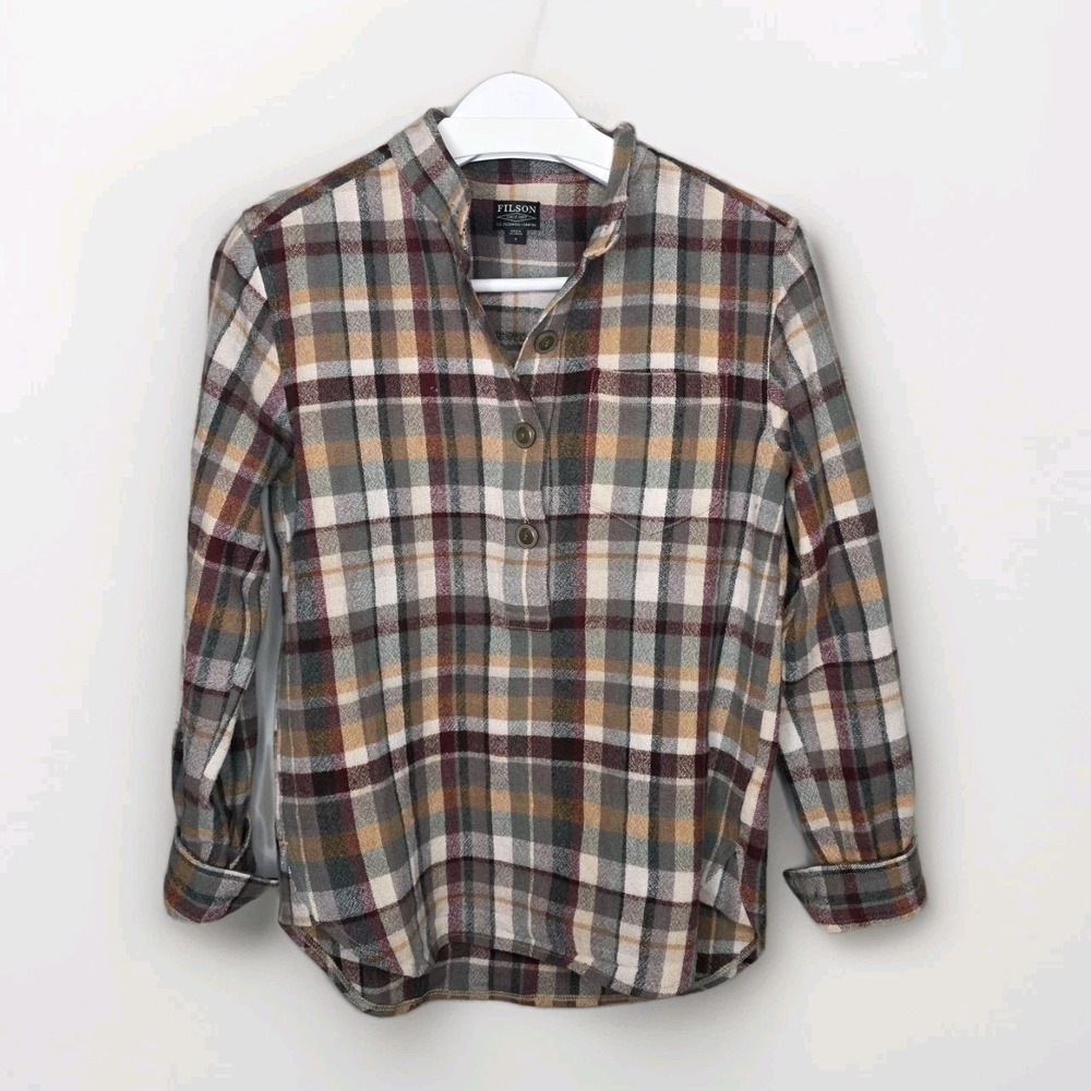 Filson Women's Small Challis Henley Wool Blend Pullover Shirt Tunic Long Sleeve